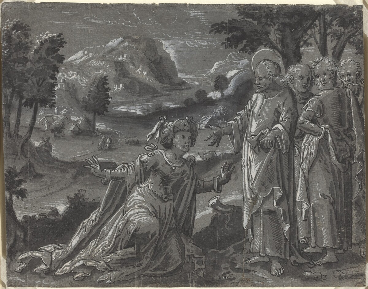 Christ and the Adulteress [recto] by German 16th Century