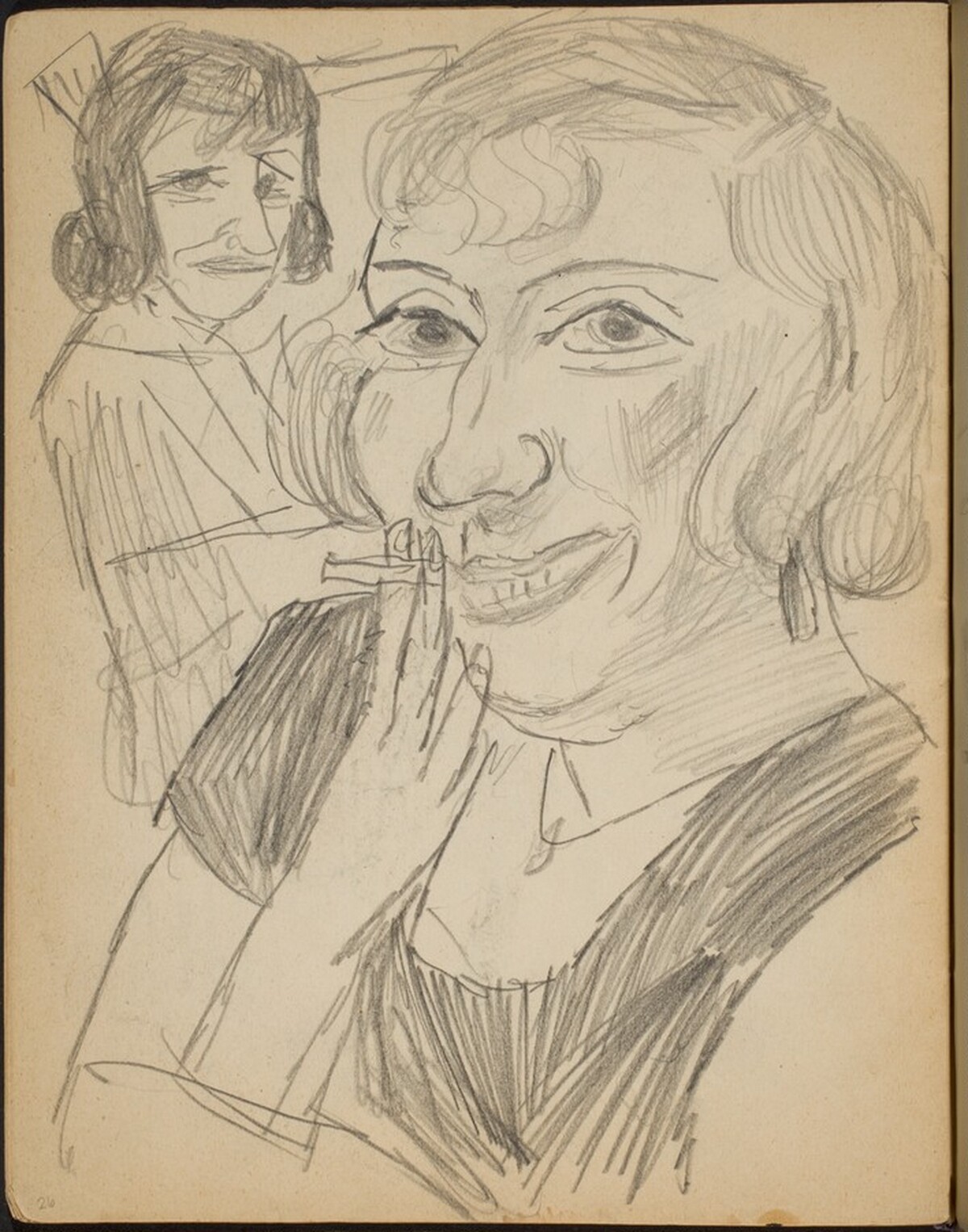 Lächelnde Frau mit Zigarette (Smiling Lady Smoking with an Onlooker) [p. 26] by Max Beckmann