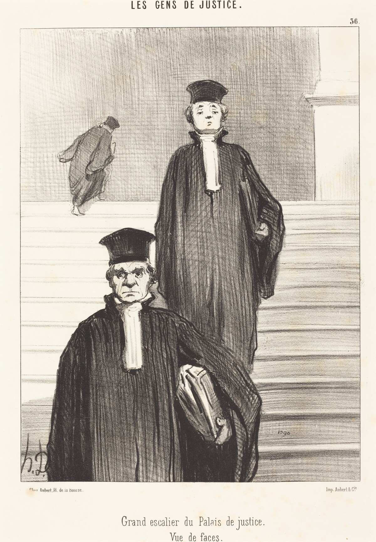 Grand escalier du Palais de justice.  Vue de face by Honoré Daumier