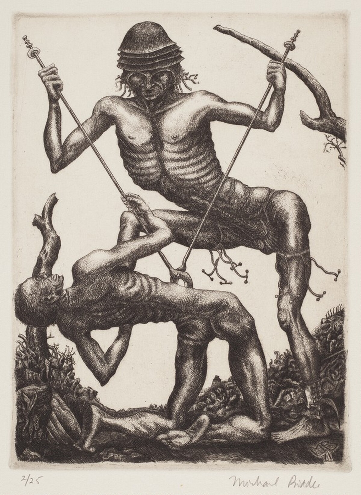 Two Figures Fighting by Michael Biddle