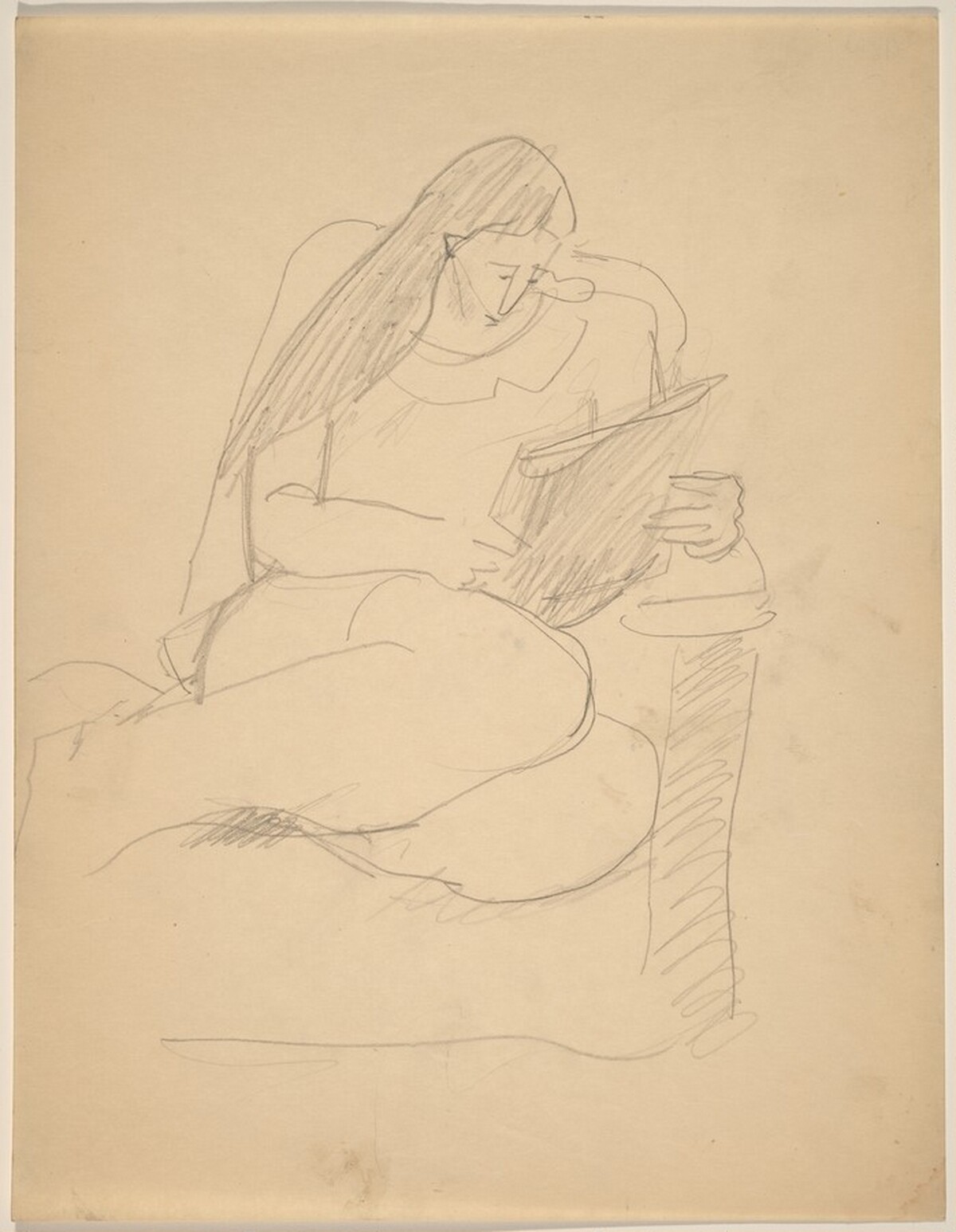 Woman Curled Up in Chair, Reading by Mark Rothko