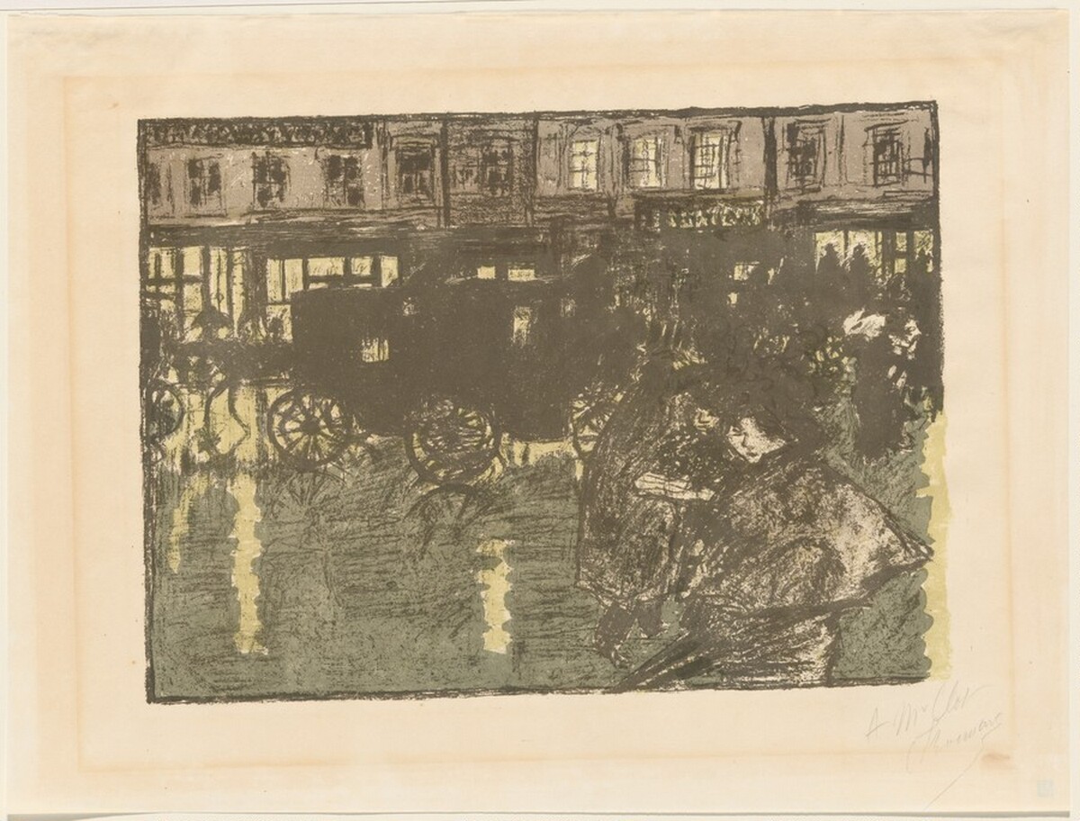 The Street at Night in the Rain (Rue, le soir, sous la pluie) by Pierre Bonnard