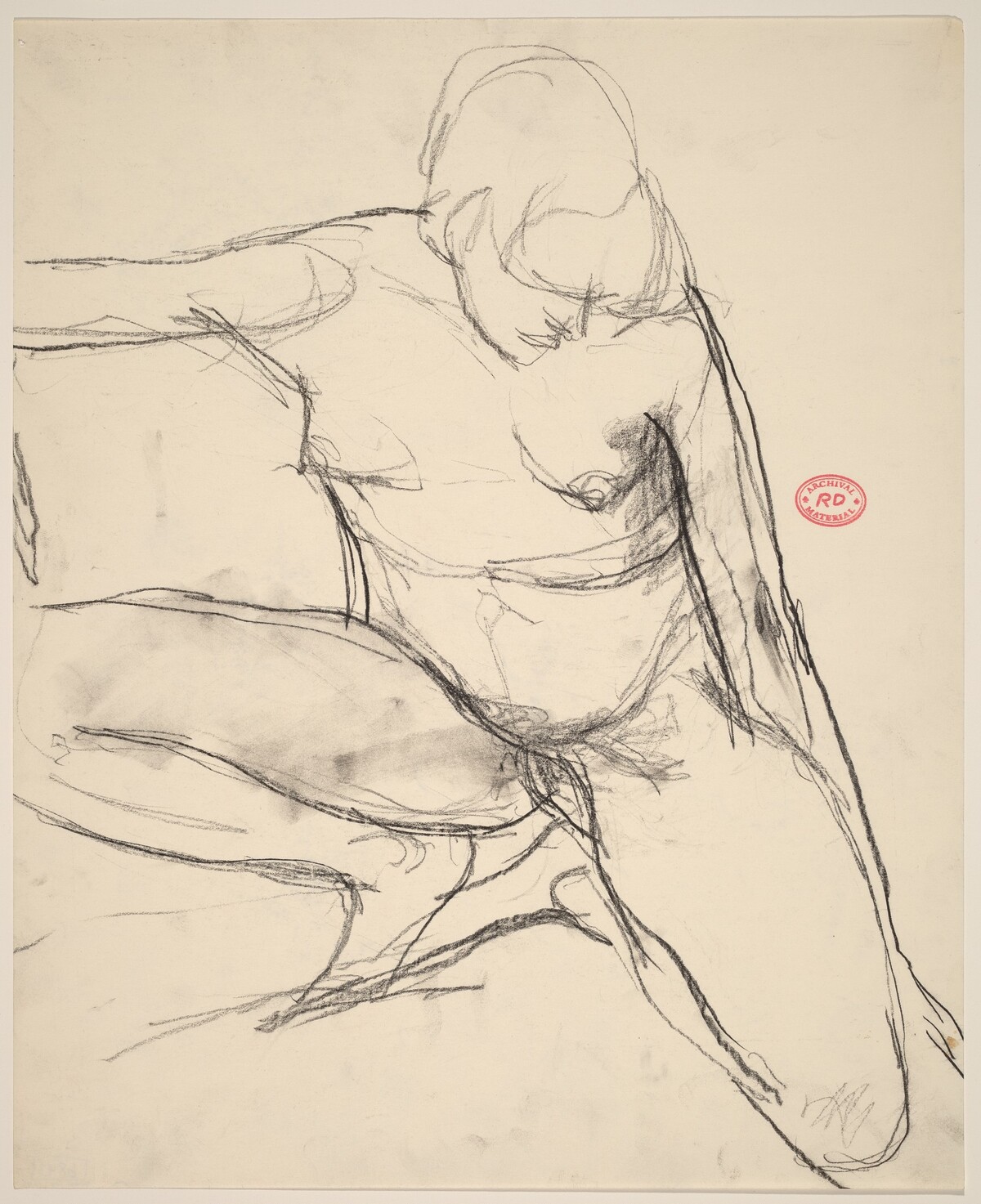 Untitled [kneeling female nude looking down] by Richard Diebenkorn