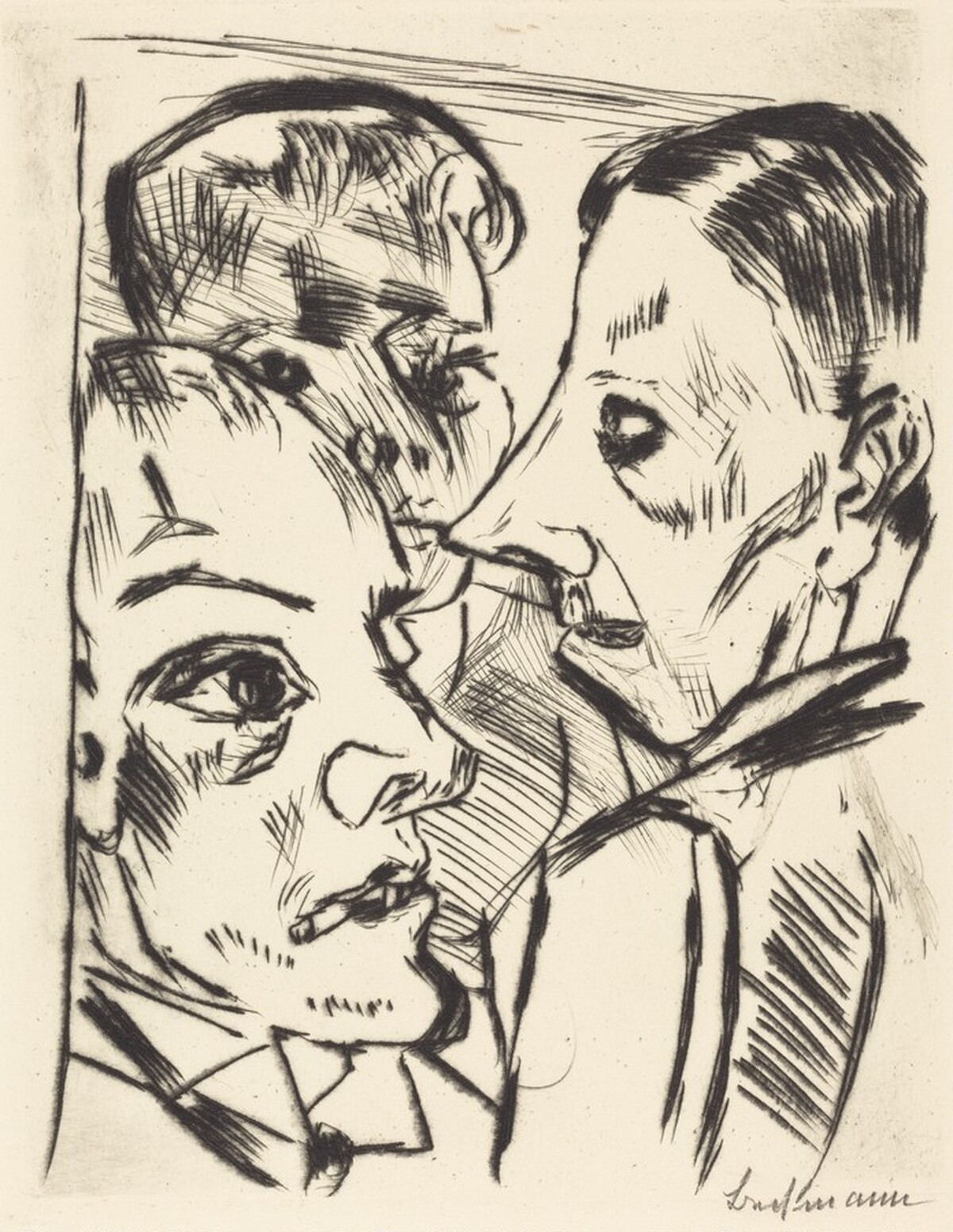 Mr. Muller, I and the Barmaid (Herr Müller, ich und die Bufettmamsell) by Max Beckmann