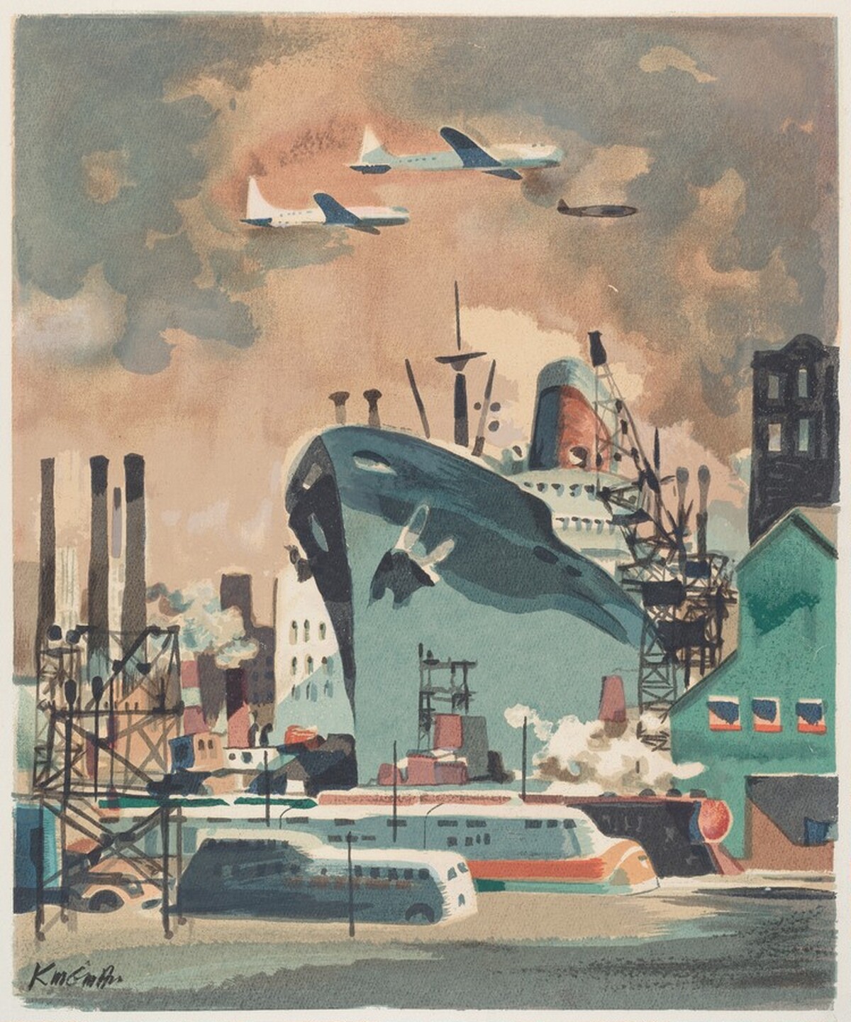 Untitled (Industrial Scene) by Dong M. Kingman