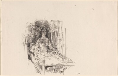 Woman Sitting in a Coffin with Flowers in Her Hair