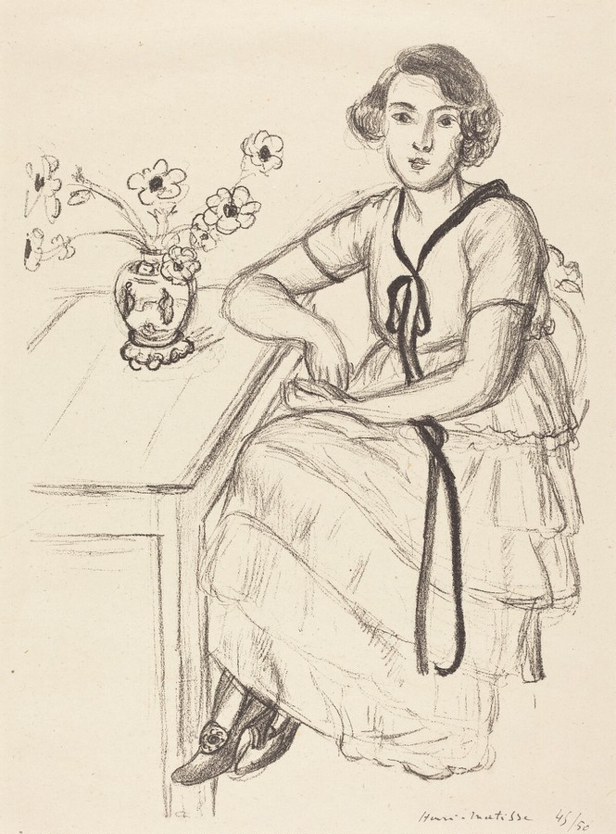 Yellow Dress with Black Ribbon (La robe jaune au ruban noir) by Henri Matisse