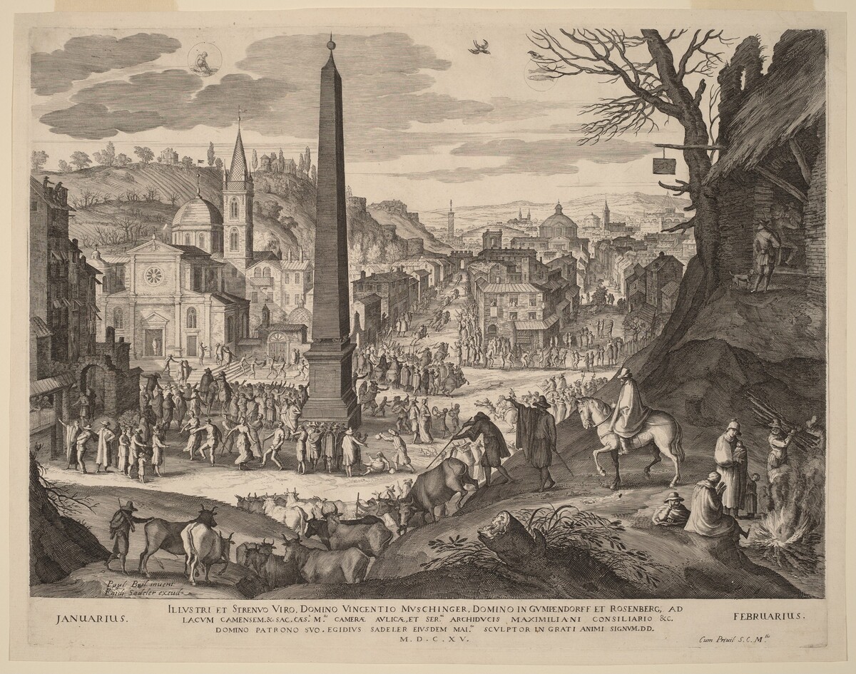 January and February by Aegidius Sadeler II after Paul Bril