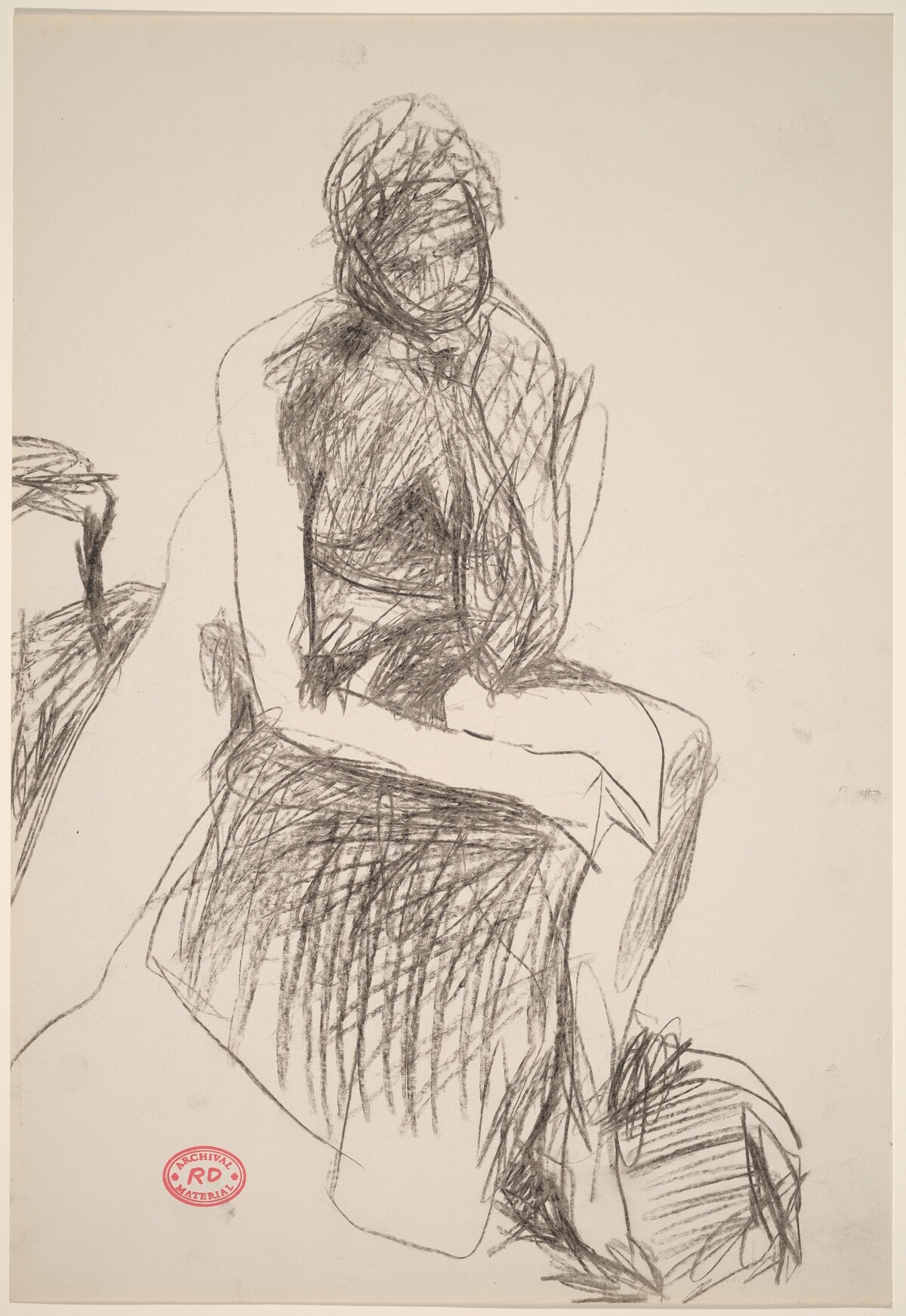 Untitled [seated female nude resting her head on her hand] by Richard Diebenkorn
