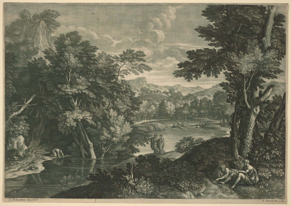 Landscape by Elisha Kirkall, after Jacques Rousseau