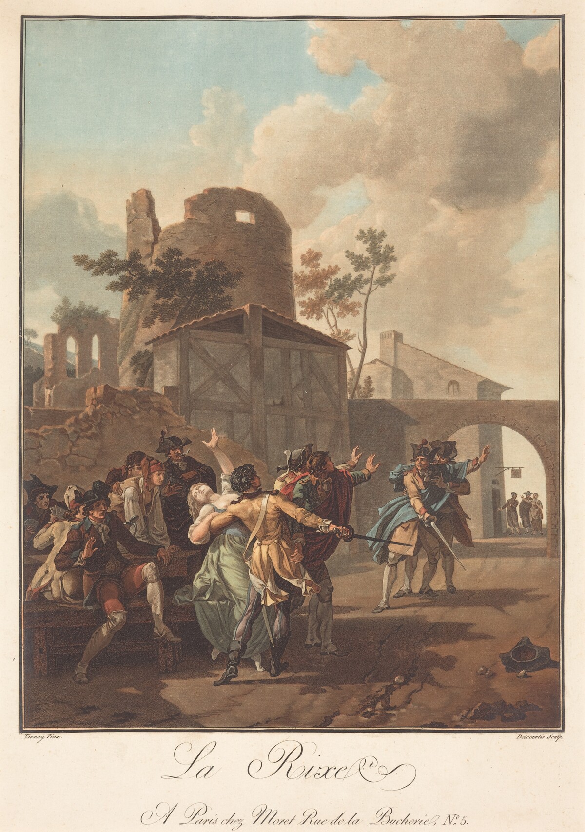 La Rixe (The Brawl) by Charles-Melchior Descourtis after Nicolas Antoine Taunay