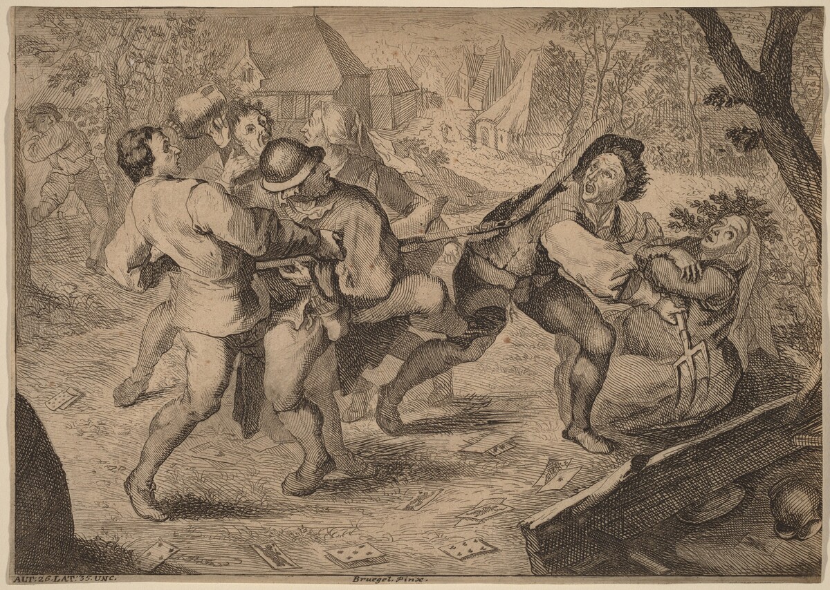 Peasants Fighting by Anton Joseph Prenner after Pieter Bruegel the Elder