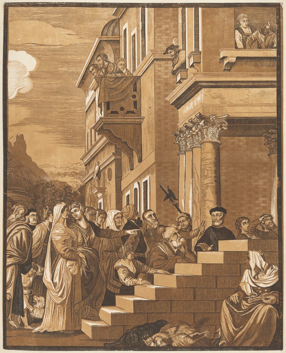 Presentation of the Virgin in the Temple (Center Panel) by John Baptist Jackson after Titian
