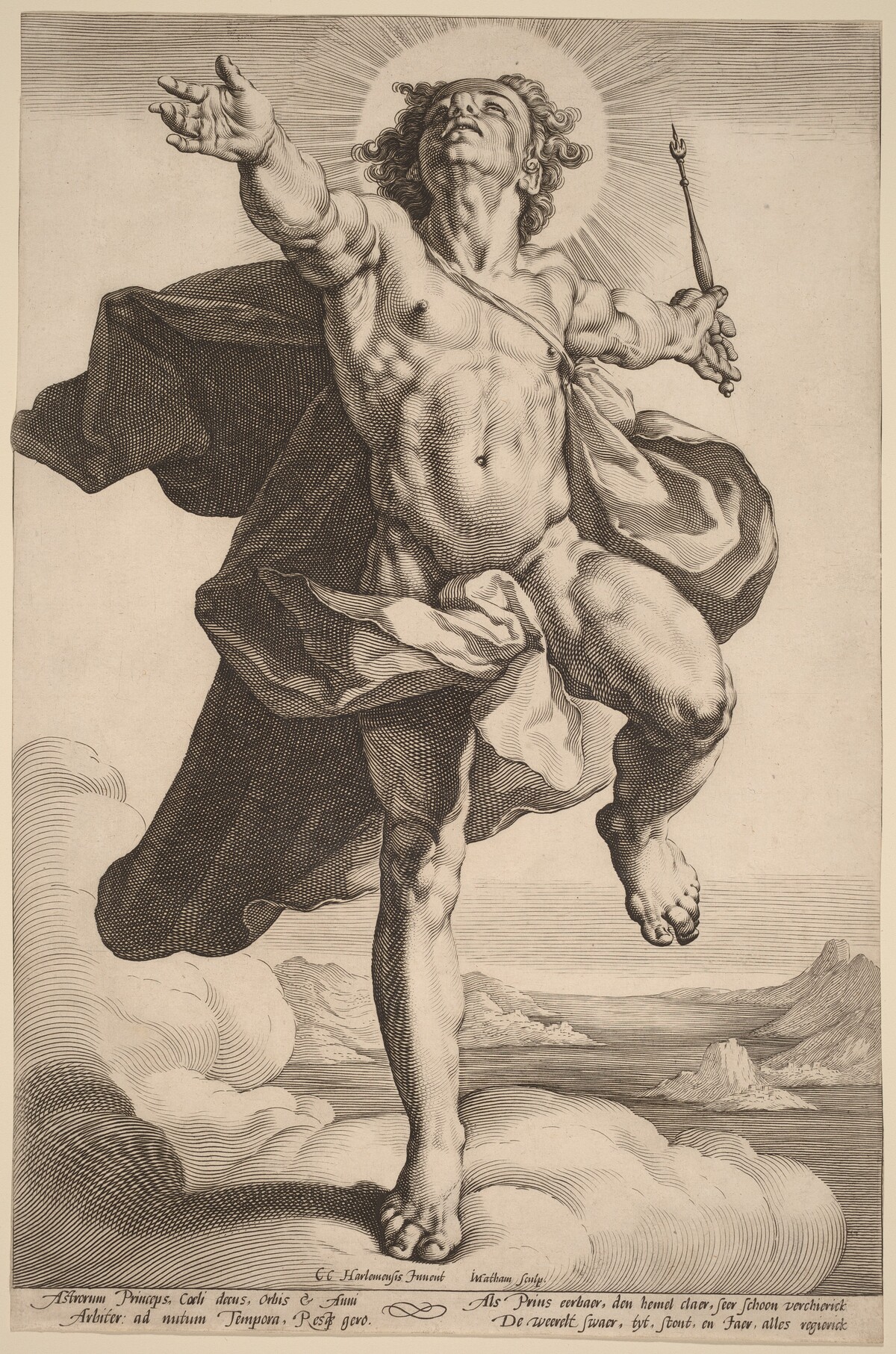 Apollo as Sol by Jacob Matham, after Cornelis Cornelisz van Haarlem