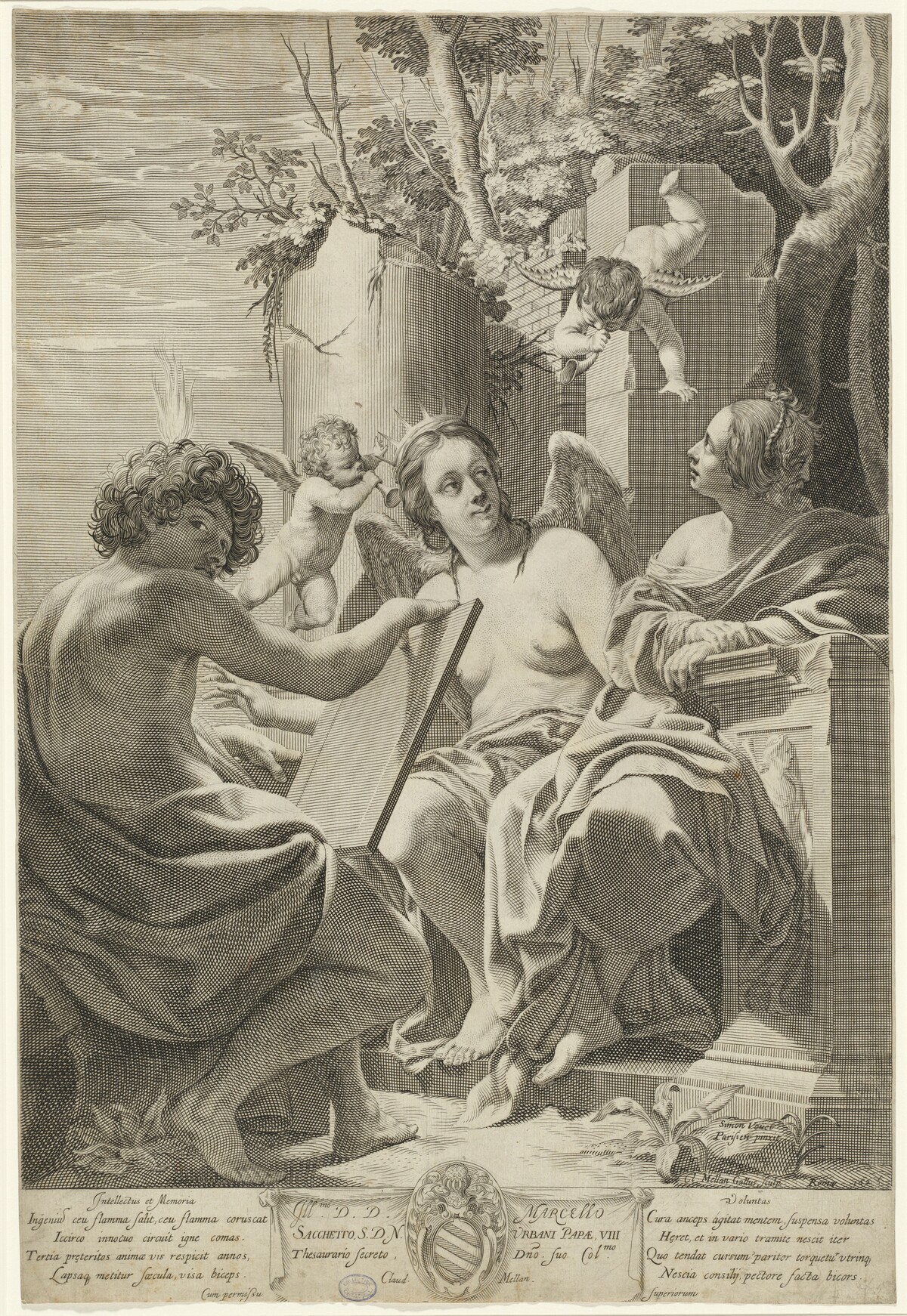 Allegory of Intellect, Memory, and Will by Claude Mellan after Simon Vouet