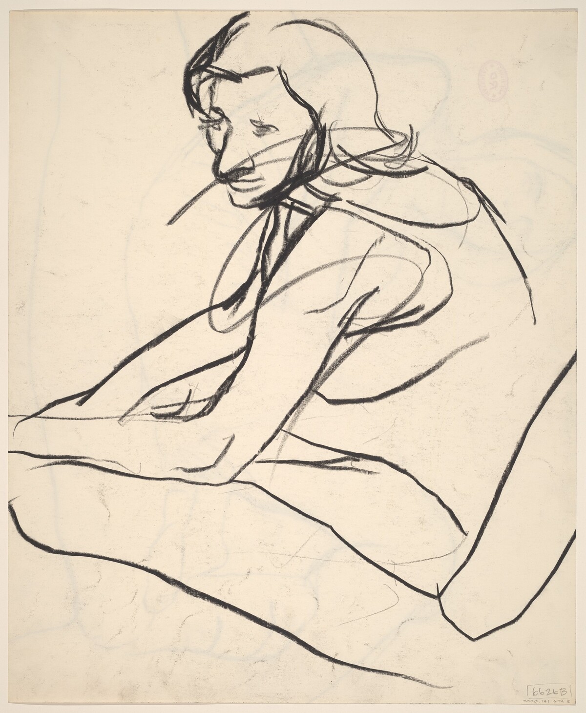 Untitled [side view of seated woman] [verso] by Richard Diebenkorn