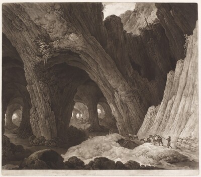 Travelers Resting in Gigantic Caverns