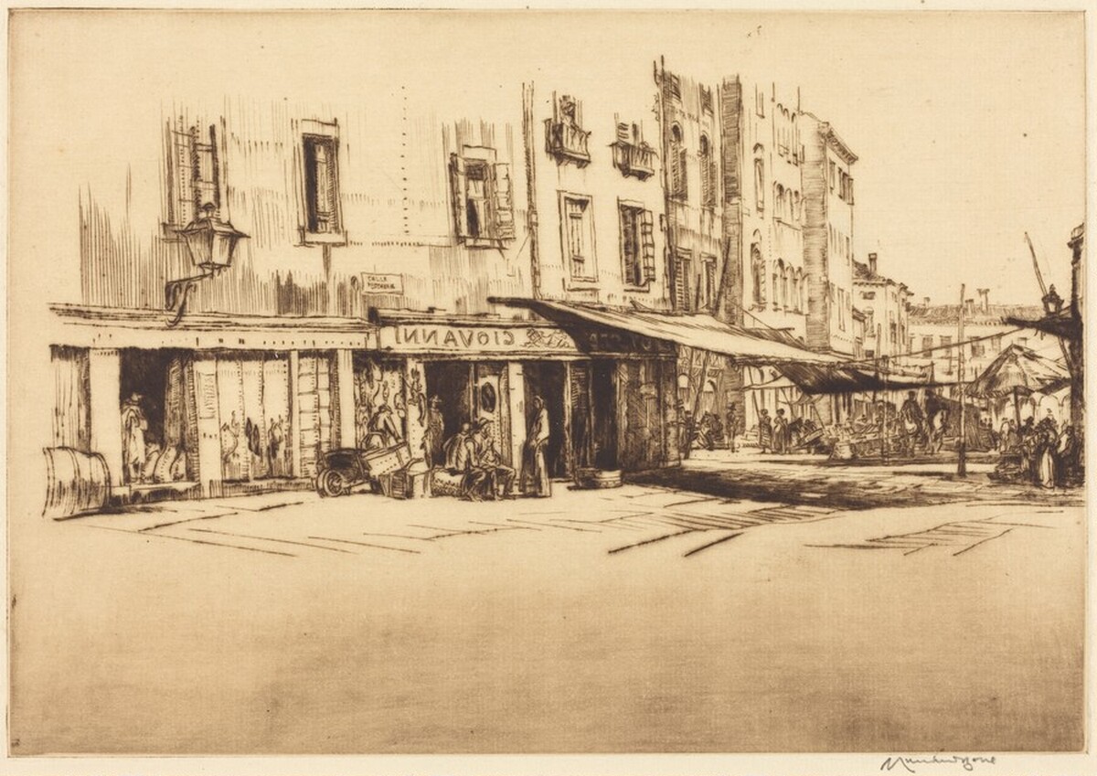 Calle Pescheria, Venice by Sir Muirhead Bone