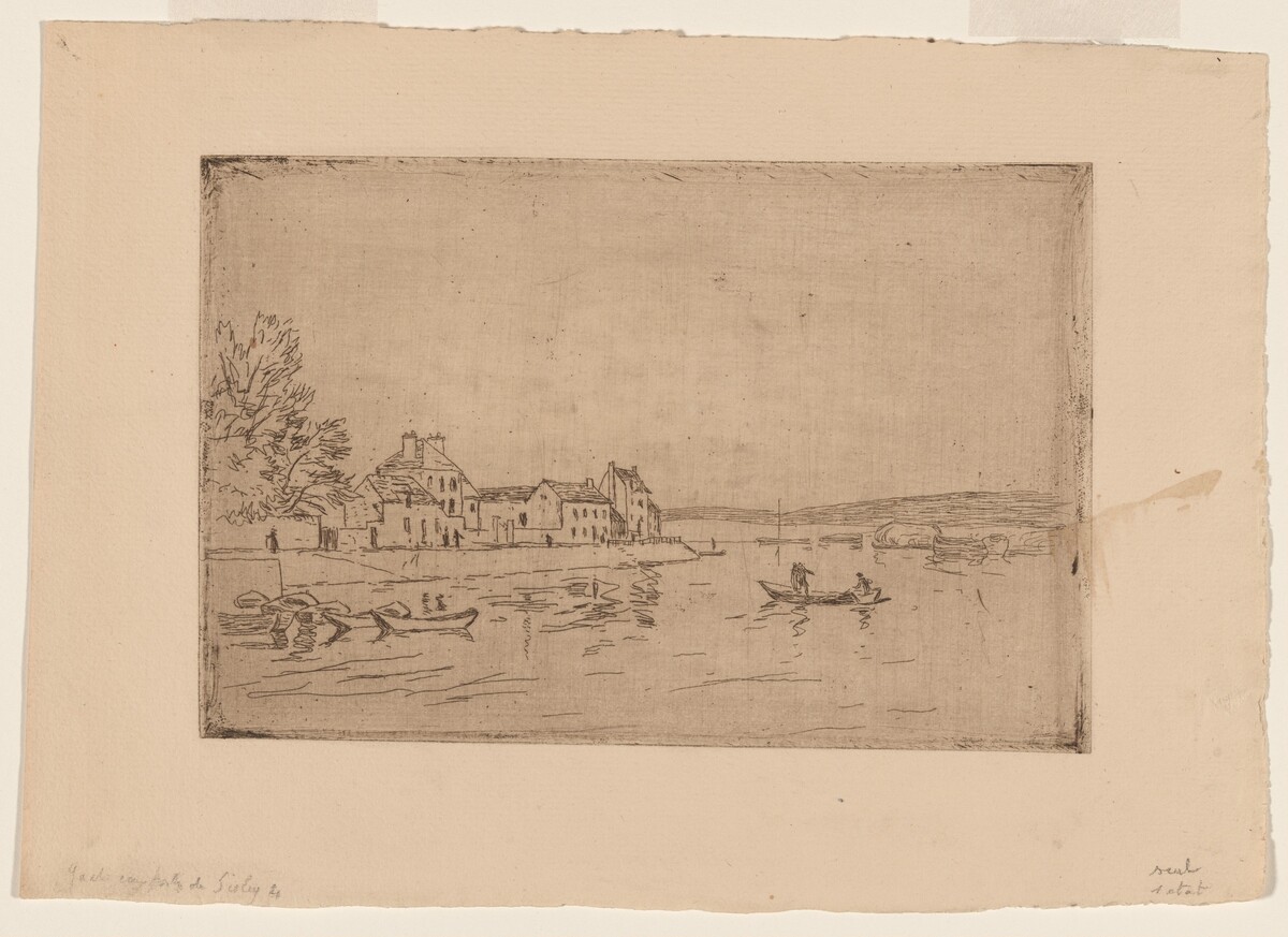 On the Banks of the Loing: Six Boats at their Moorings by Alfred Sisley