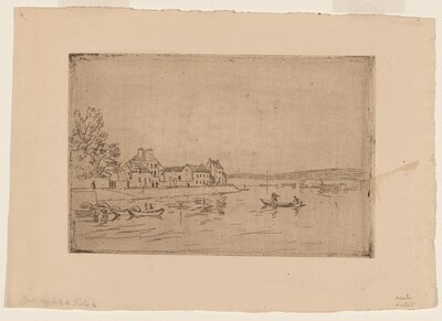 On the Banks of the Loing: Six Boats at their Moorings
