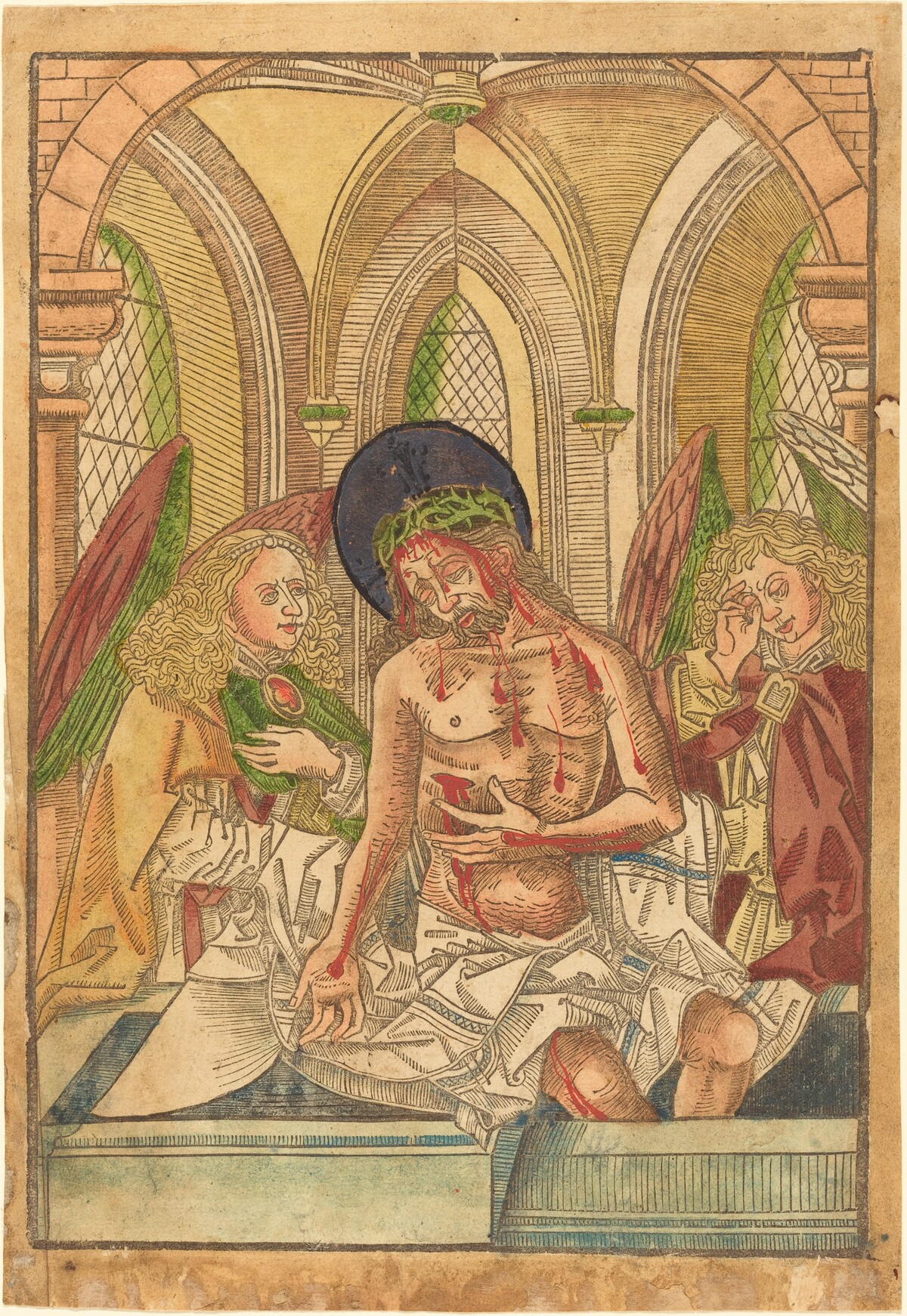 Christ in the Tomb with Two Angels by German 15th Century