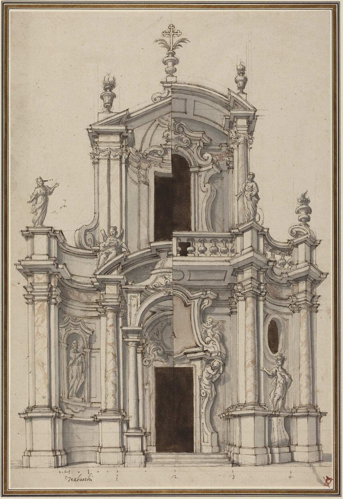 Elevation for a Church Facade, with Alternatives by Piedmontese 18th Century