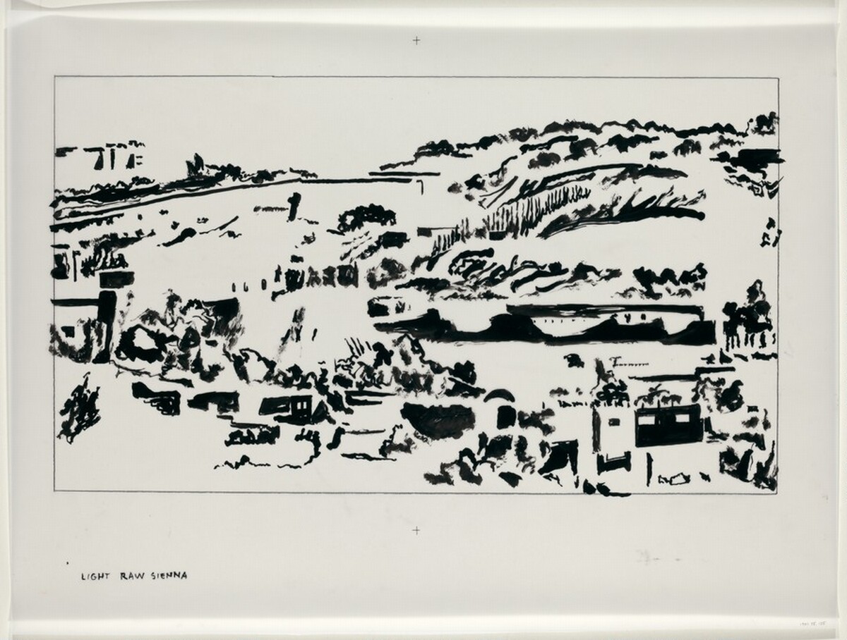 Drawing for "Jerusalem, Temple Mount" by Philip Pearlstein