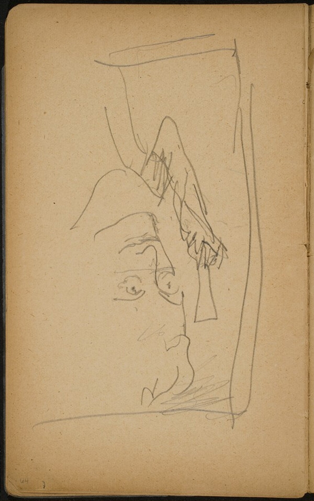 Kopf mit Hut, Gesicht verworfen (Head with a Hat) [p. 64] by Max Beckmann