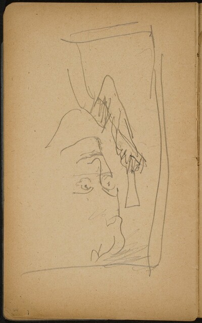 Kopf mit Hut, Gesicht verworfen (Head with a Hat) [p. 64]