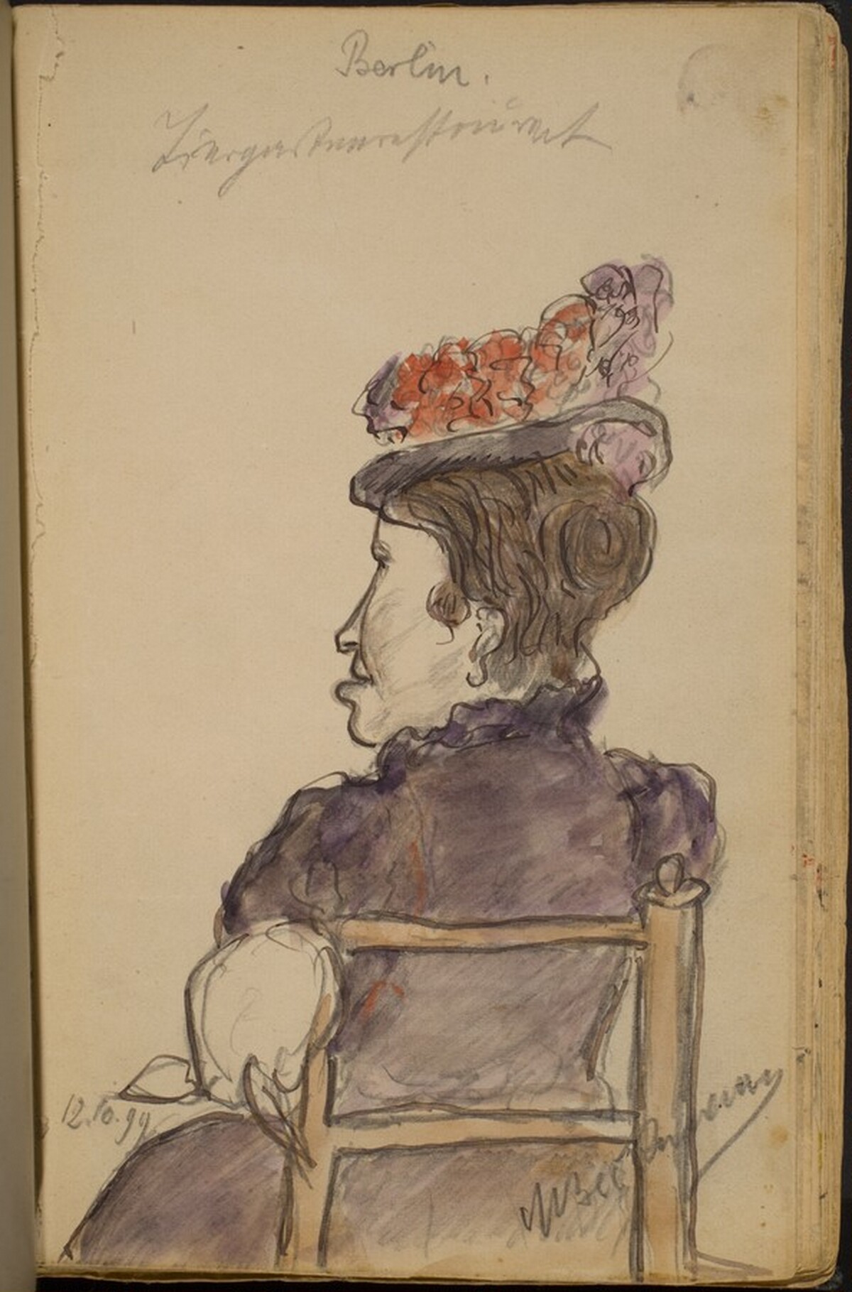 Seated Woman seen from Behind, Wearing a Flowered Hat by Max Beckmann