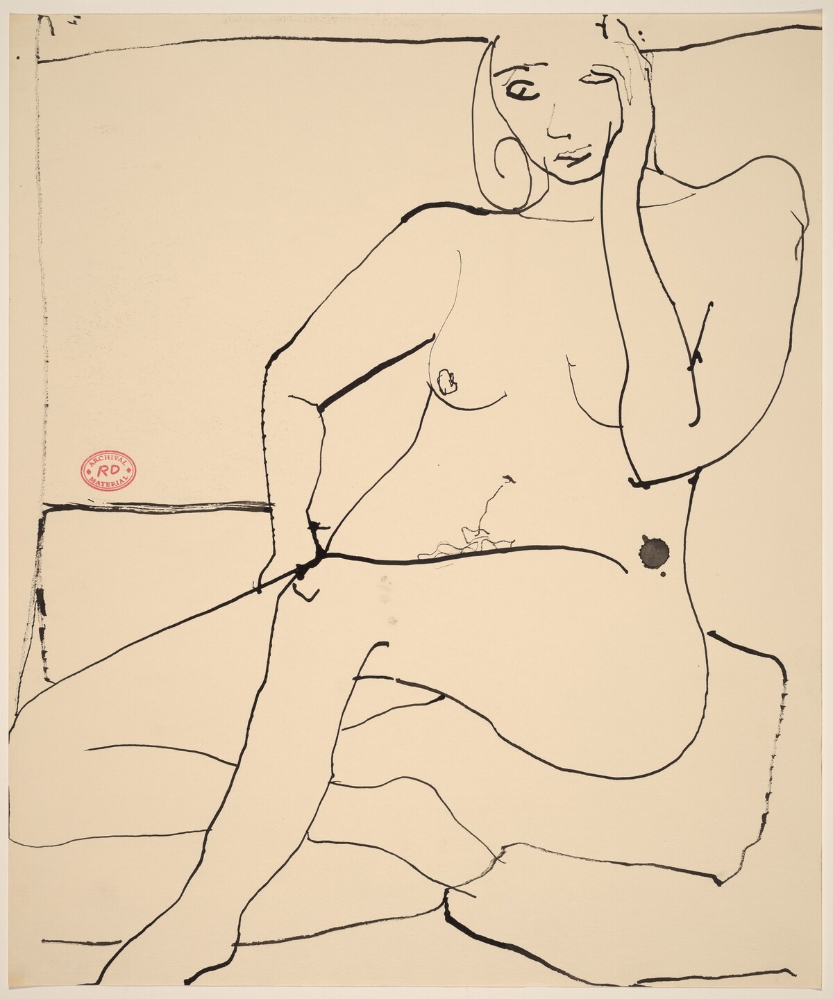 Untitled [seated nude holding her head with her left hand] by Richard Diebenkorn