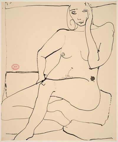 Untitled [seated nude holding her head with her left hand]