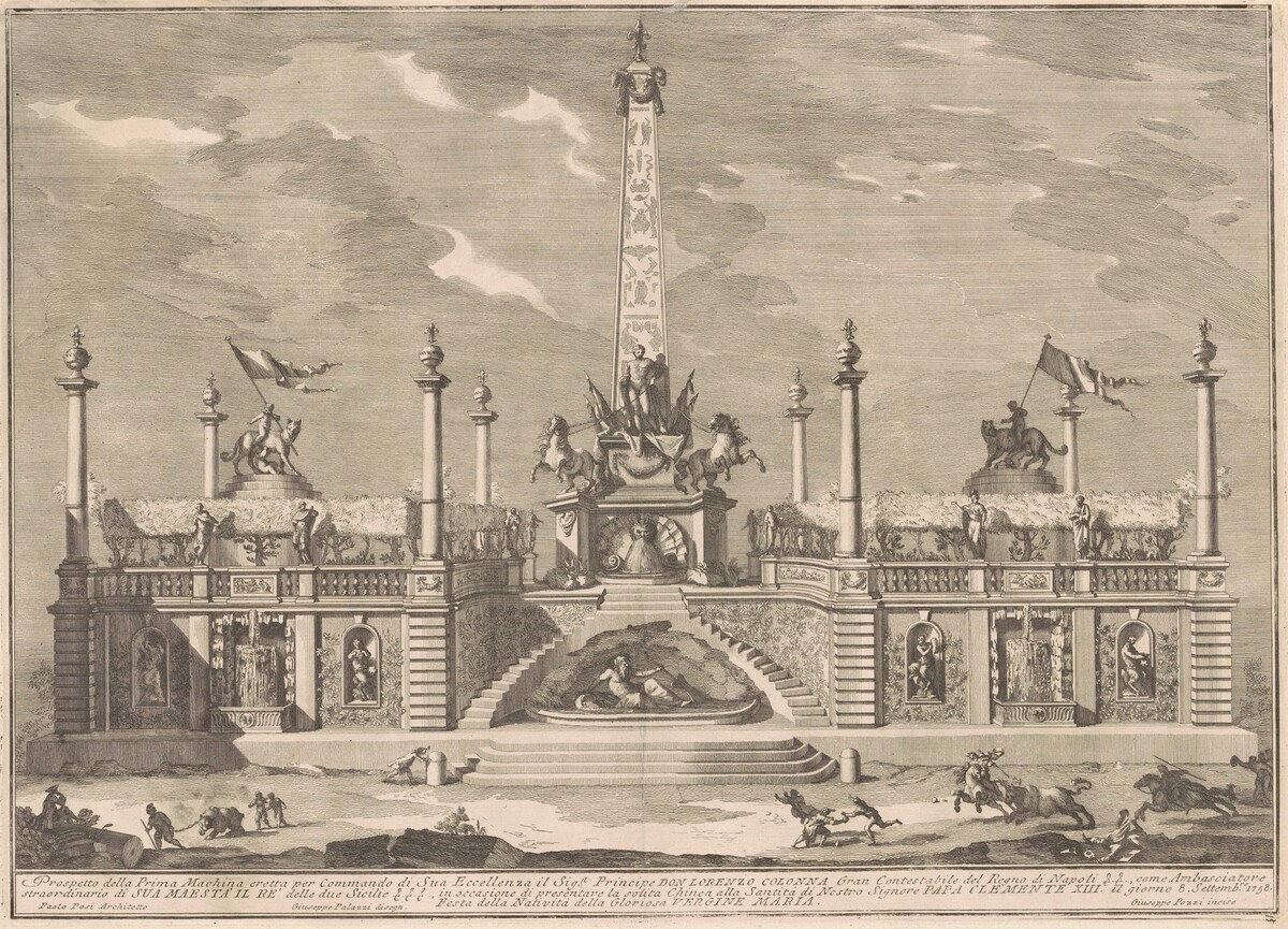 The Prima Macchina for the Chinea of 1758: A "Deliziosa" with Hanging Gardens by Giuseppe Pozzi, after Giuseppe Palazzi, after Paolo Posi