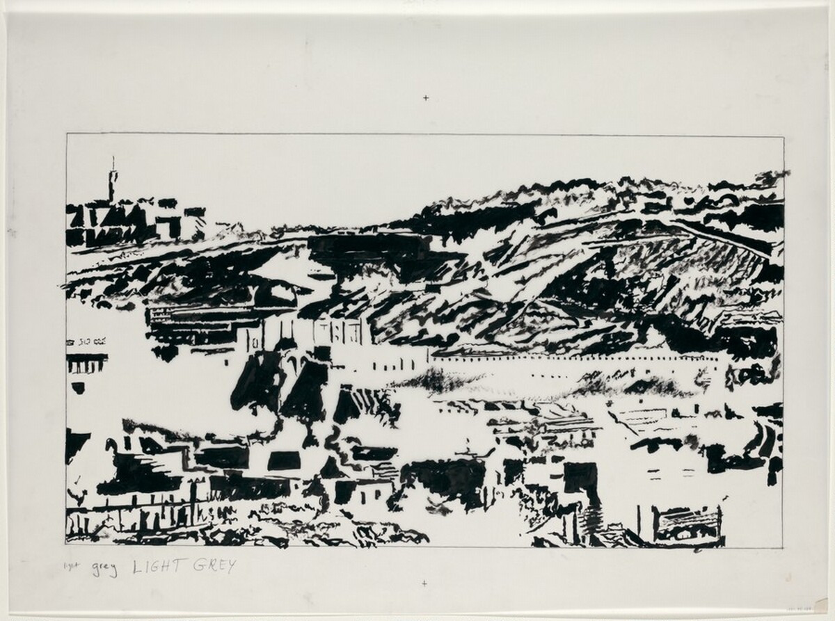 Drawing for "Jerusalem, Temple Mount" by Philip Pearlstein