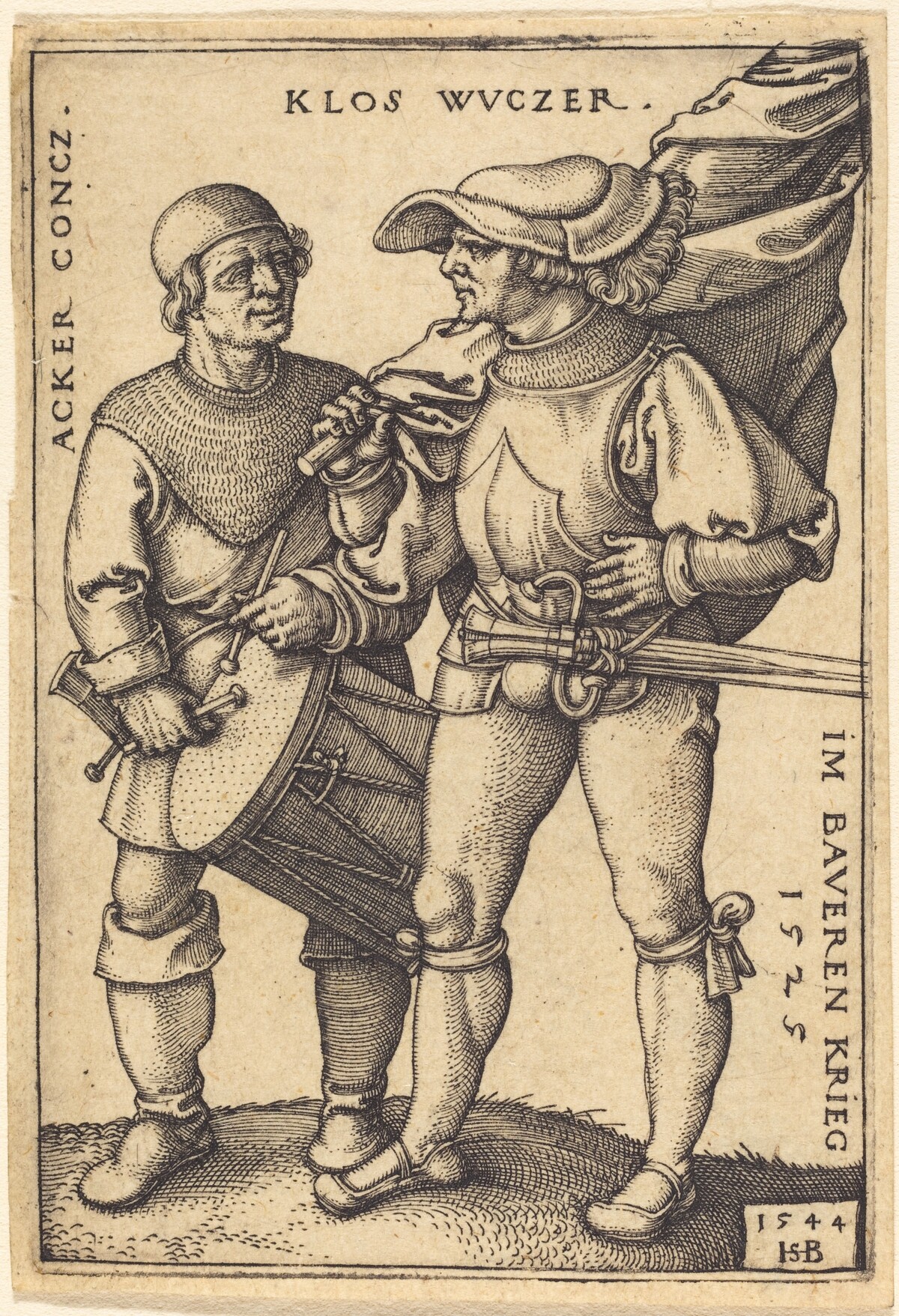 Standard Bearer and Drummer by Sebald Beham