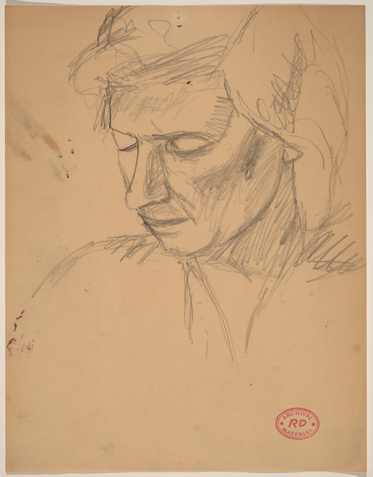 Untitled [head of a woman looking down in three-quarter view] by Richard Diebenkorn