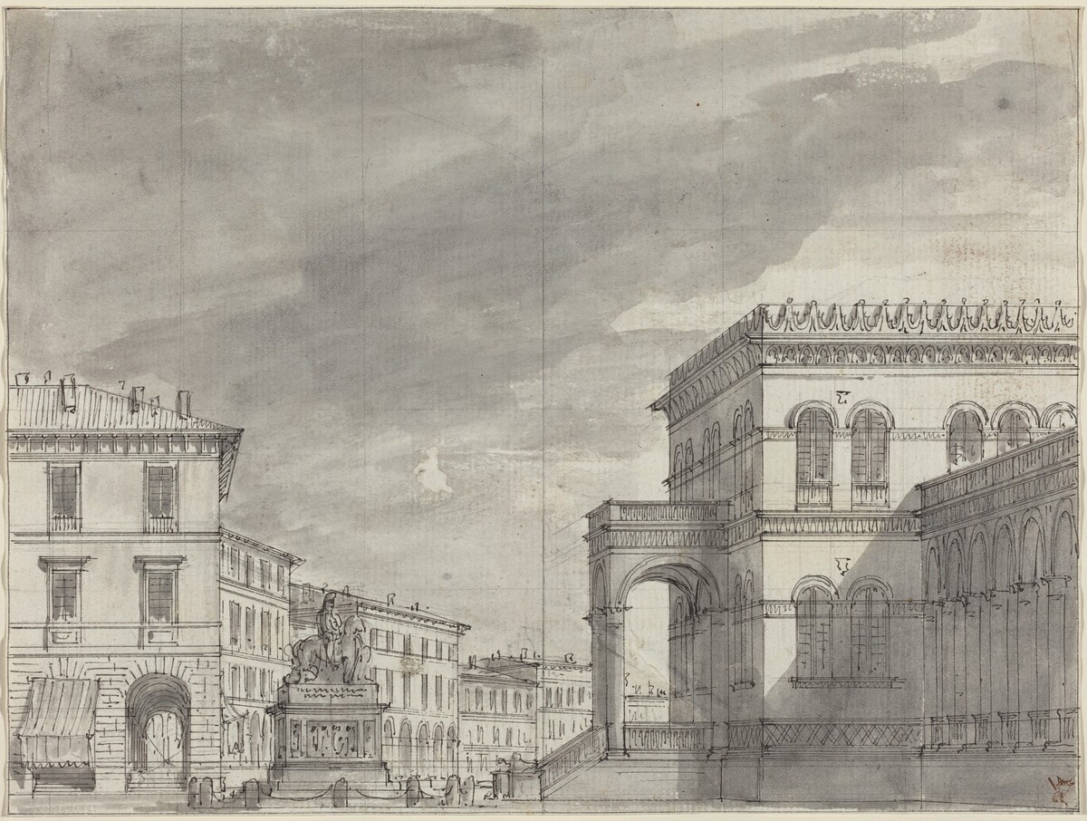 Piazza with an Equestrian Monument and a Palace by Alessandro Sanquirico