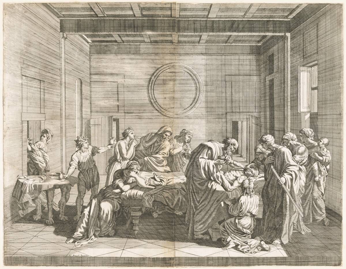 Extreme Unction by Jean Dughet, after Nicolas Poussin