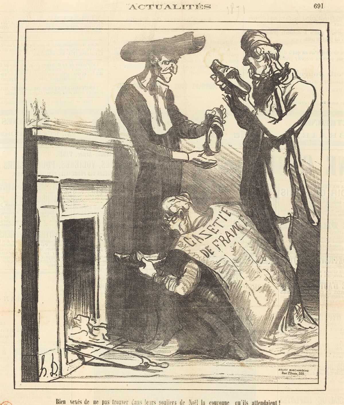Bien vexés de ne pas trouver... la couronne... by Honoré Daumier
