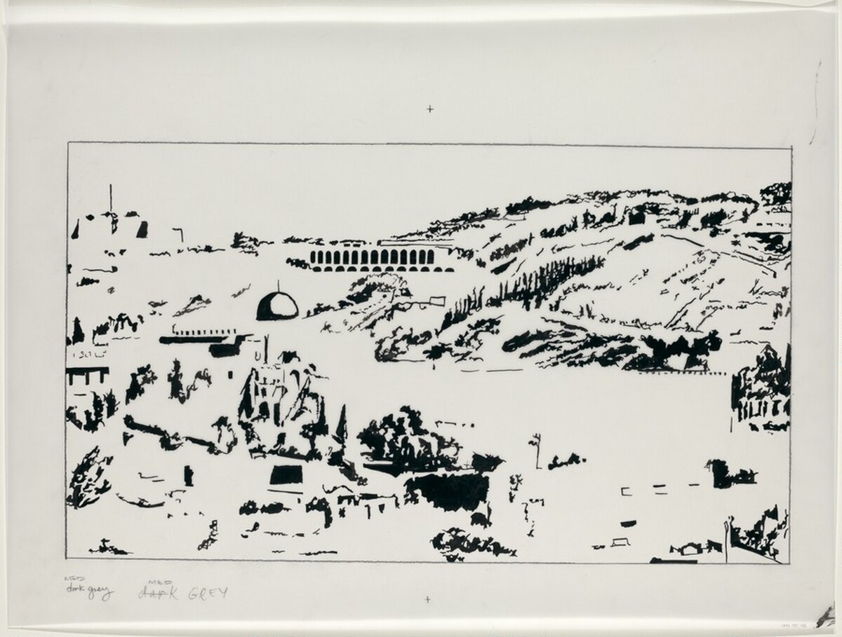 Drawing for "Jerusalem, Temple Mount" by Philip Pearlstein