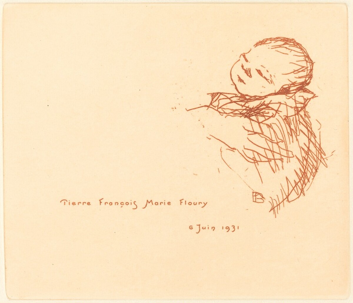 Billet de naissance de Pierre François Marie Floury by Pierre Bonnard