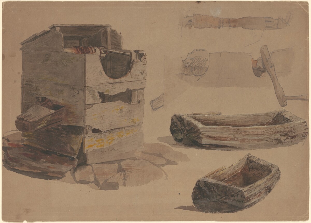 Studies of a Well and Wooden Trough by Enoch Wood Perry, Jr.