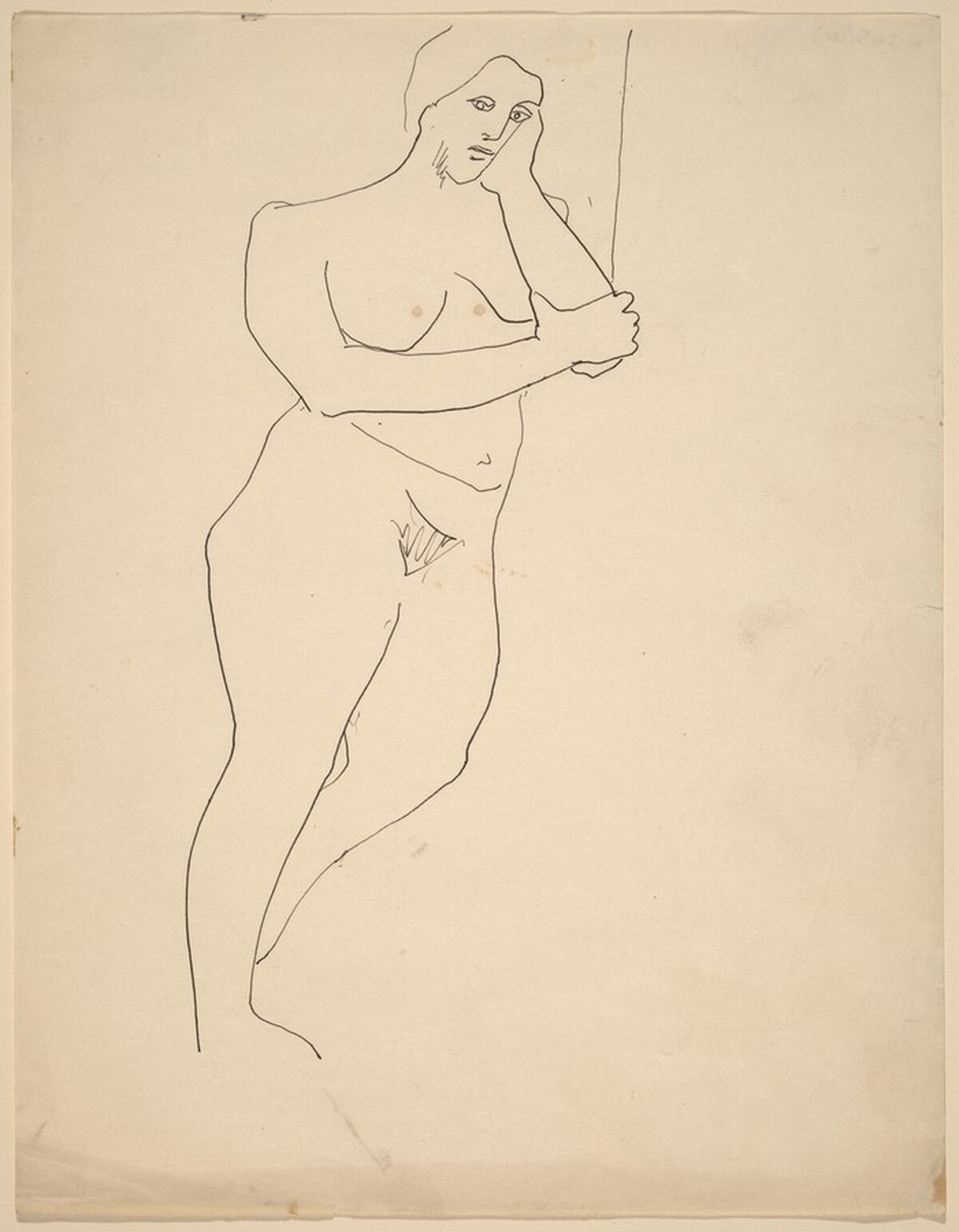 Standing Nude Leaning to the Right, Head Resting on Hand by Mark Rothko
