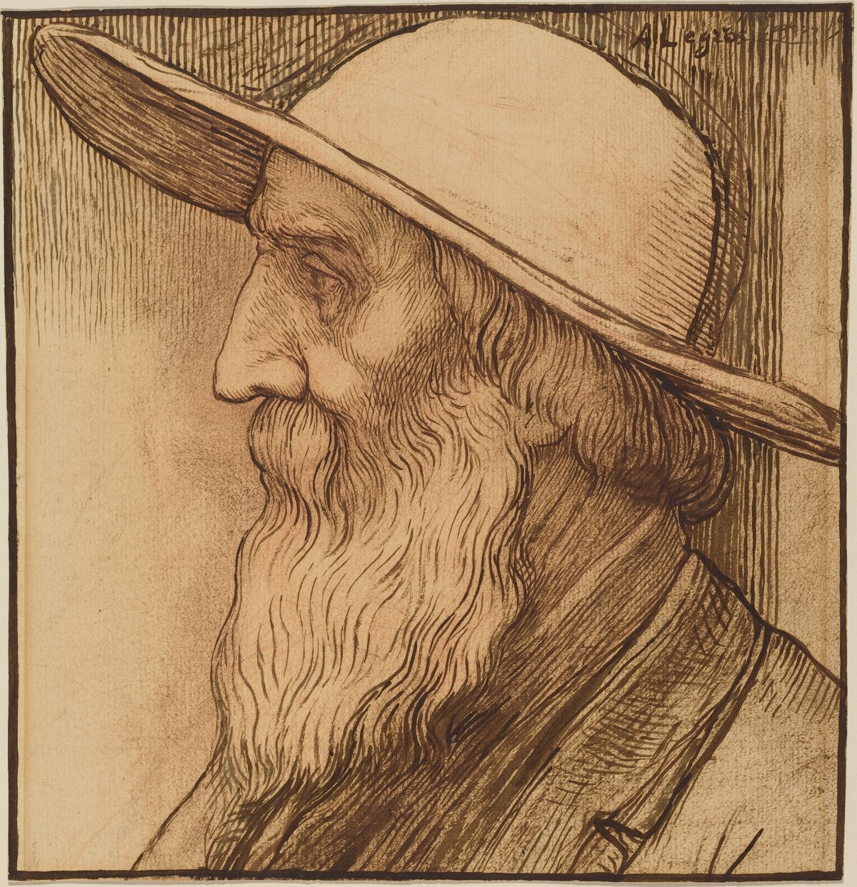 Head of an Old Man with a Wide-Brimmed Hat by Alphonse Legros