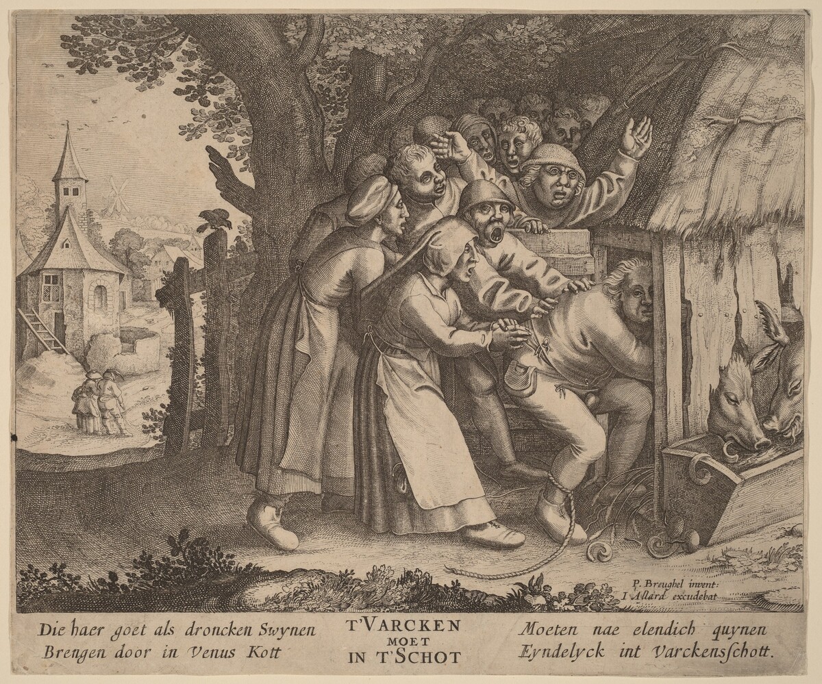 The Drunkard Pushed into the Pig Sty by after Pieter Bruegel the Elder