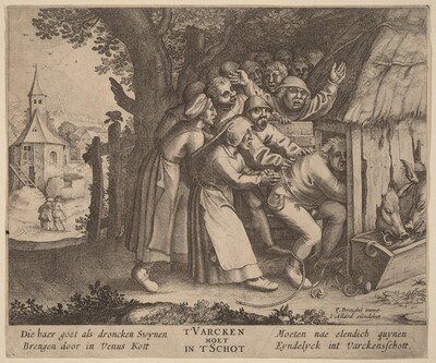 The Drunkard Pushed into the Pig Sty