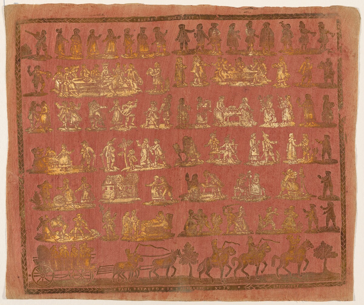 Endpaper with Peasant Wedding by Paul Reimund