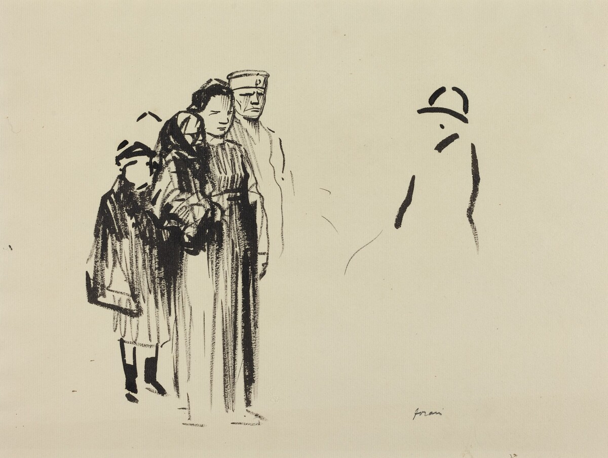 Woman and Two Children with German Soldiers by Jean-Louis Forain
