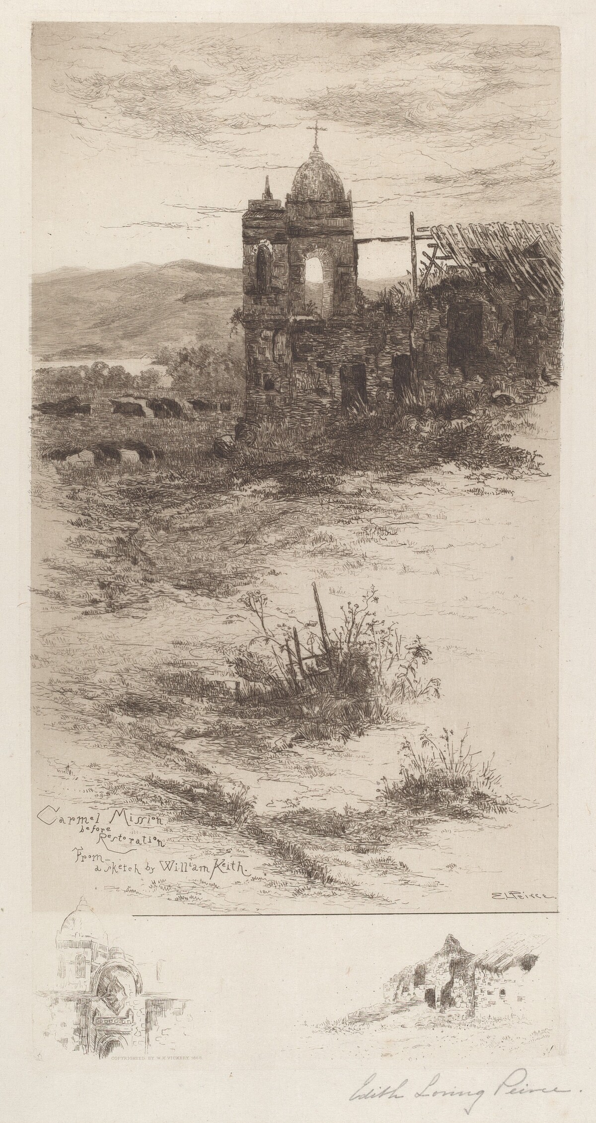Carmel Mission Before Restoration by Edith Loring Peirce Getchell, after William Keith