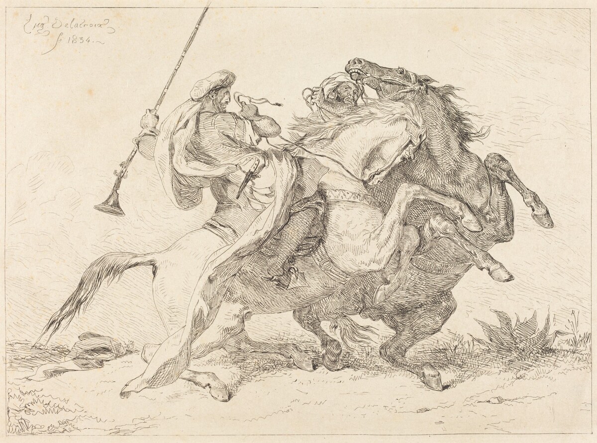 Encounter of the Moorish Horsemen (Rencontre de Cavaliers Maures) by Eugène Delacroix